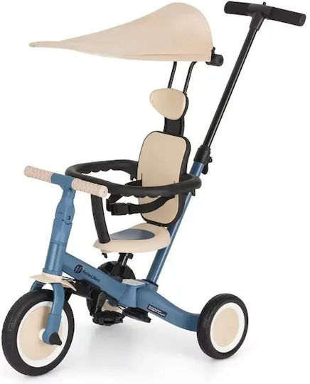 Petite & Mars Turbo Tricicletă pentru copii cu mâner pentru părinți 5 în 1 pentru 1.5+ ani Albastră