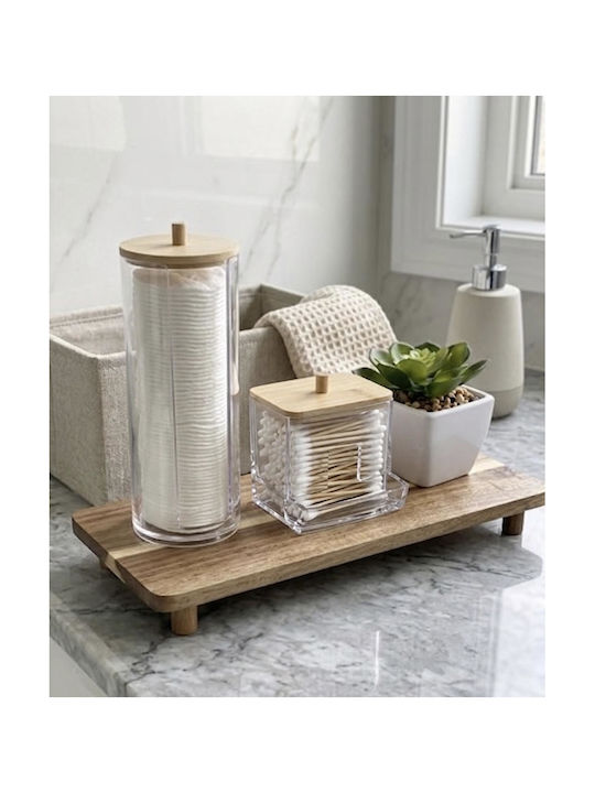 Bathroom Accessory Set Wooden Transparent 3 Pieces