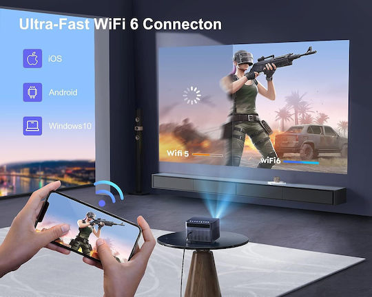 Wimius P64 Мини проектор LCD Full HD Лампа LED с Wi-Fi и вградени говорители