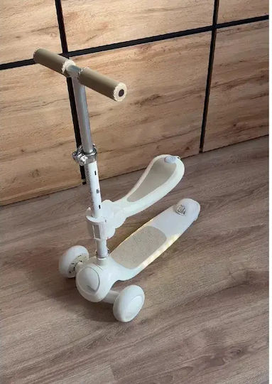 Primabobo Scuter Copii 3 Roți Cu Iluminare LED Pentru 1-5 Ani Bej