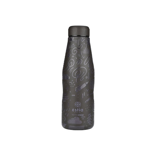 Travel Flask Save the Aegean Ανακυκλώσιμο Μπουκάλι Θερμός Ανοξείδωτο BPA Free 500ml Noir Echo