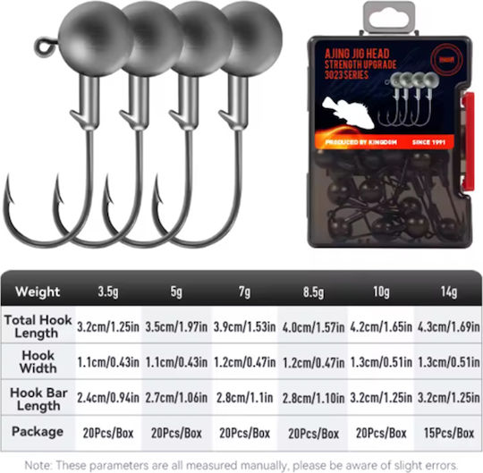 Kingdom Angelhaken Ball Jig Kopf Set 14gr