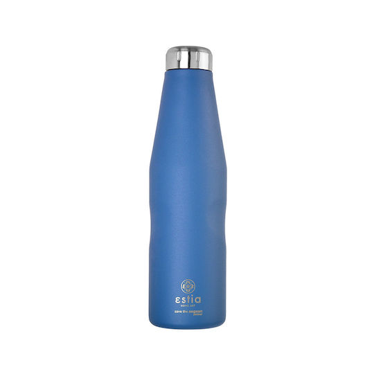 Estia Travel Flask Save the Aegean Recyclable Stainless Steel Thermos Bottle BPA Free 750ml Denim Blue