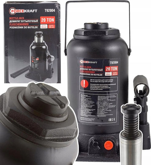 Forcekraft Hydraulic Bottle Jack with Lifting Height up to 44.5cm and Load Capacity up to 20 Tons
