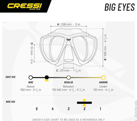 CressiSub Big Eyes Μάσκα Θαλάσσης Μαύρη