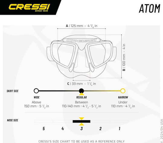 CressiSub Atom Μάσκα Θαλάσσης Σιλικόνης Μαύρη
