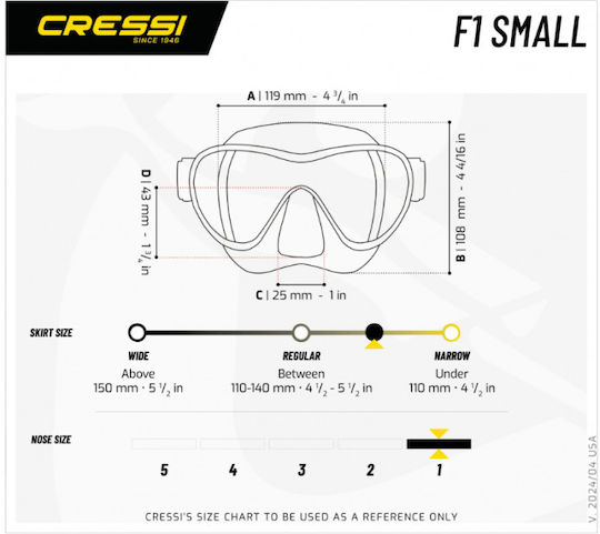 CressiSub F1 Μάσκα Θαλάσσης Σιλικόνης Παιδική Ροζ