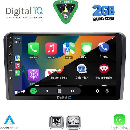 Digital IQ Ηχοσύστημα Αυτοκινήτου για Fiat Panda 2003-2012 (Bluetooth/USB/WiFi/GPS/Apple-Carplay/Android-Auto) με Οθόνη Αφής 9"