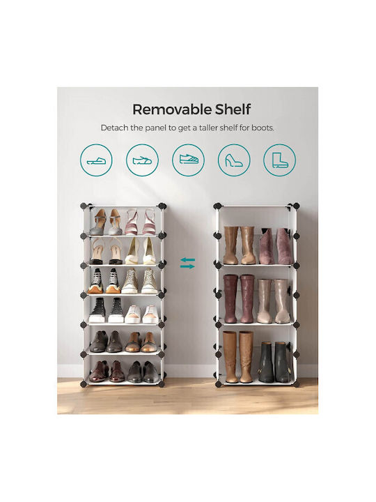 Plastik Schuhschrank mit 10 Regalen Weiß L43xW31xH173cm