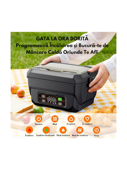 Qova Recipient Electric De Prânz Inox Termos Gri 1.5lt