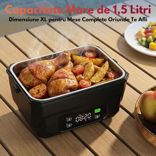 Qova Ηλεκτρικό Δοχείο Φαγητού Inox Θερμός Γκρι 1.5lt