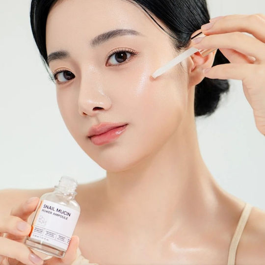 Bom Snail Mucin Power Moisturizing & Anti-aging Ampoule Face & Eye Serum with Snail Secretion & Niacinamide for Brightening 30ml