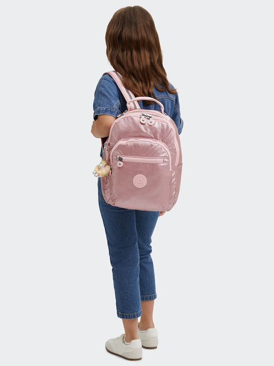 Kipling School Backpack with Water Bottle Holder Pink 14L 25.5 x 16 x 35cm