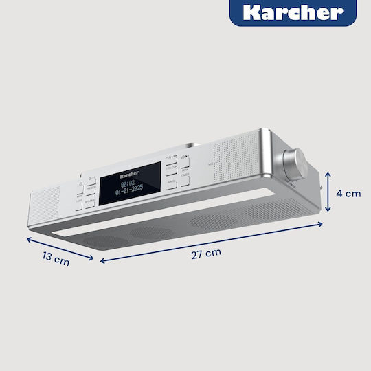 Karcher Tischuhr Digital LED Mit Wecker & Tischradio Silber