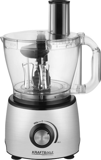 Kraft & Dele Procesor Alimentar Multifuncțional 1800W cu Recipient 3lt și Vas Blender Gri