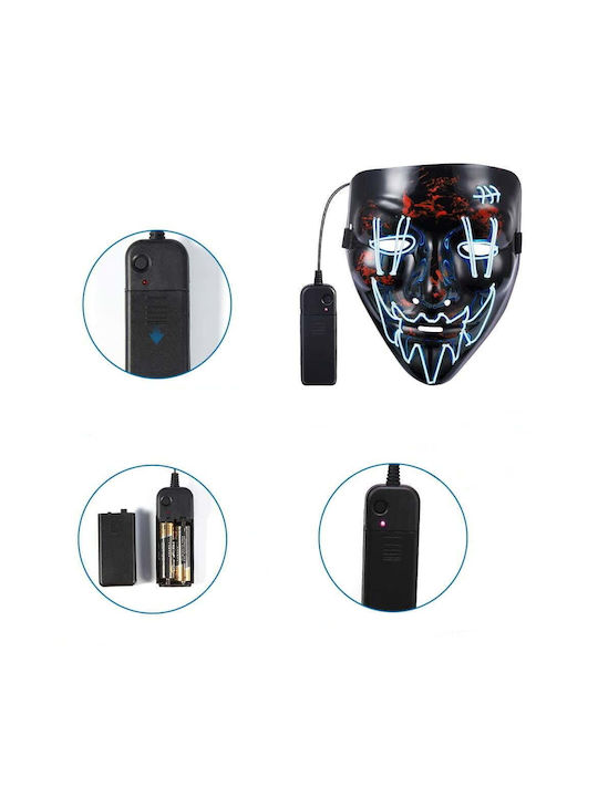 Mască Purge Halloween cu fir electroluminescent neon LED luminoasă mască horror carnaval Crăciun