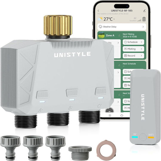 Unistyle Smart Programator de Irigații cu Baterie 3 Ieșiri cu Wi-Fi