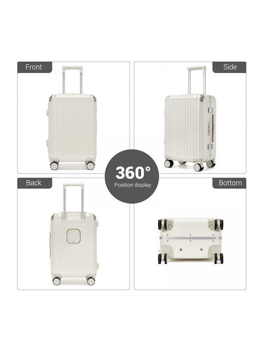 Miss Lulu Medium Hard White Travel Suitcase Height 66cm