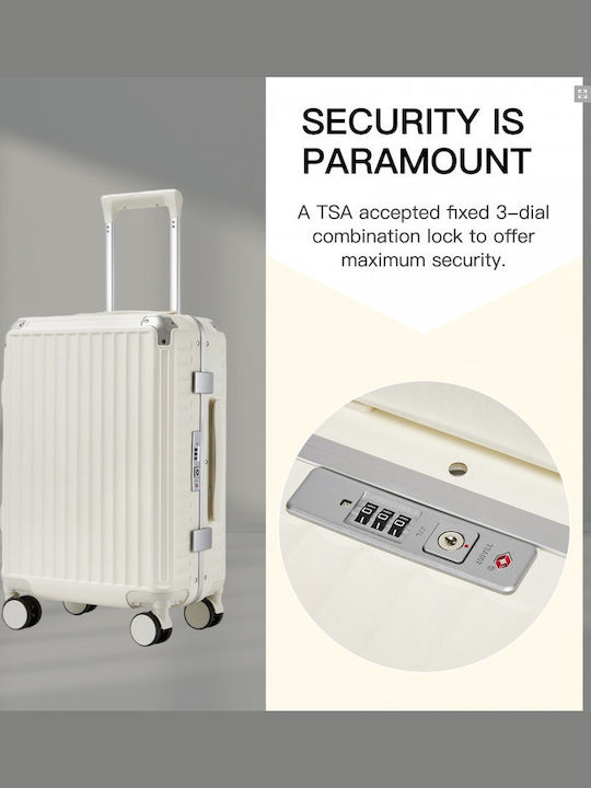 Miss Lulu Medium Hard White Travel Suitcase Height 66cm