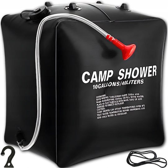 Duș solar pentru camping și plajă 40 l capacitate culoare neagră