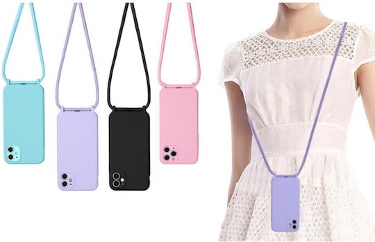Sonique Carryhang Back Cover Σιλικόνης 0.5mm με Λουράκι Μαύρο (Galaxy A70)