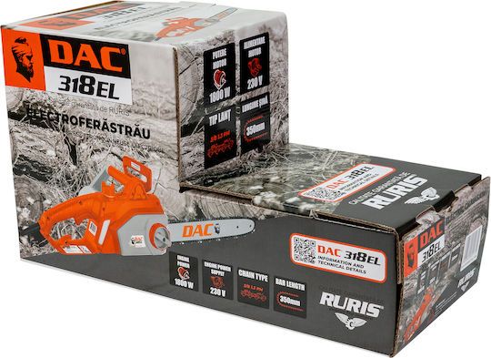 Ruris Dac 318el – Motoferăstrău Electric 1800 W Lamă De Ghidaj 35 Cm Lanț 3/8 Ungere Automată