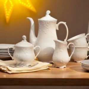 Cmielow "rococo Alb Porțelan Set de Vase 67buc