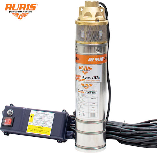Ruris Aqua 104 – 1100 W Pompa de Apă Submersibilă Pentru Foraj Cap De Livrare 100 M Cablu 30 M Panou De Control Inclus