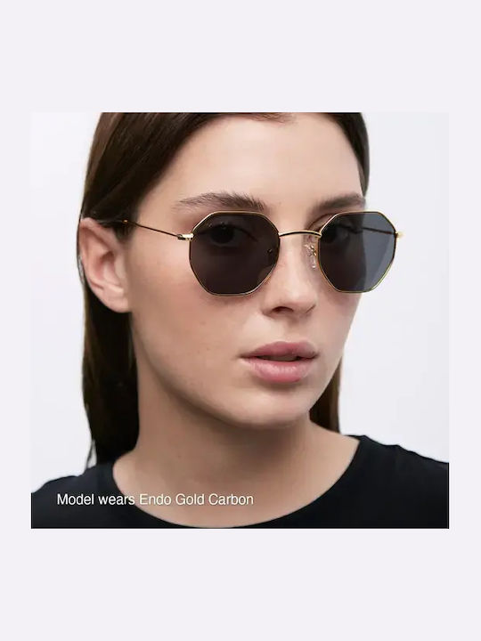 Meller Endo Unisex Sunglasses with Gold Metallic Frame and Gold Polarized Lens EN3-GOLDKAKAO