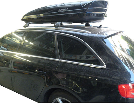 Nordrive Kit Aluminum Roof Bars with Roof Rack Legs Menabo Mania 460lt Glossy Black Audi A3 Sportback 2004-2012 3 Pieces