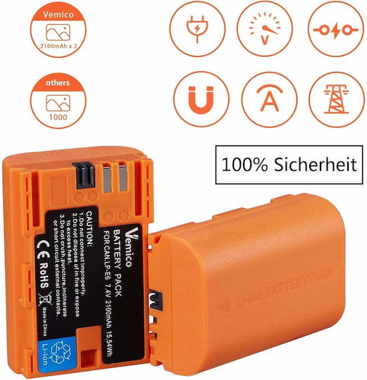 Încărcător Dublu de Baterii Set 2 Lp-e6 Compatibil cu Canon