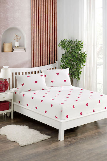 SteweHome Σετ Υπέρδιπλο 3τμχ 160x200+30εκ. με Λάστιχο Ρόζ