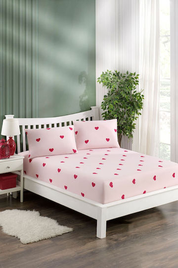 SteweHome Σετ Υπέρδιπλο 3τμχ 160x200+30εκ. με Λάστιχο Ρόζ