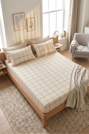 SteweHome Σετ Μονό 3τμχ 100x200εκ. με Λάστιχο Μπεζ
