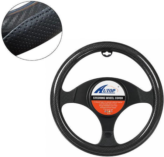 Auto Lenkradabdeckung Carbon Look 37cm Rutschfest Carbon Look Anti-slip Lenkradabdeckung Rote Blaue
