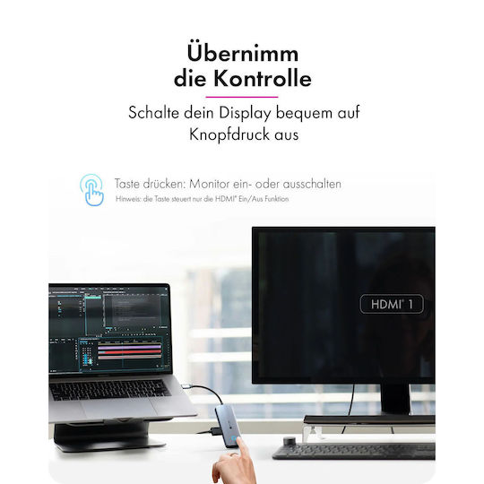 Icy Box Spade Dock 4081 USB-C Докинг станция с HDMI 4K PD