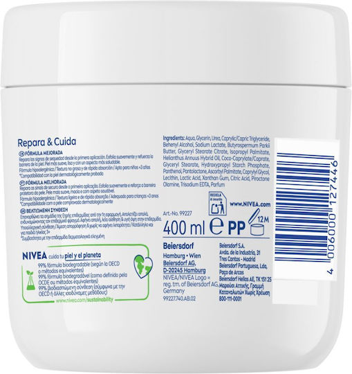 Nivea Repair & Care 18% Feuchtigkeitsspendende Körpercreme mit Harnstoff für Trockene Haut 400ml