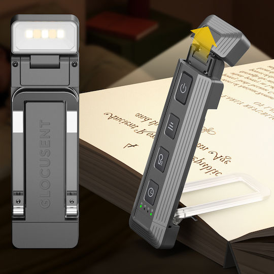 Glocusent Buchlampen LED Richtig zu kühlem Weiß mit Klemme Grau