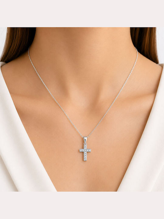 Ios Women's Silver Cross with Chain