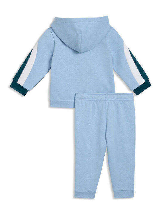 Kids Sweatpants Set With Jacket Block Hooded