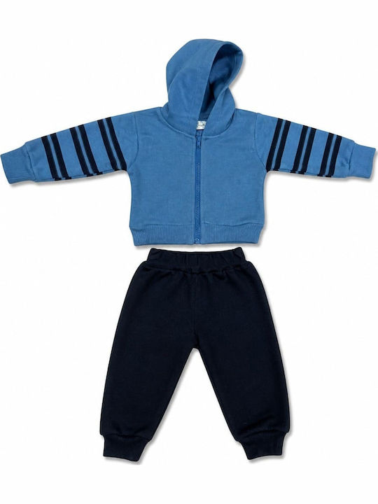 Kids Sweatpants Set With Jacket With Top Light Blue