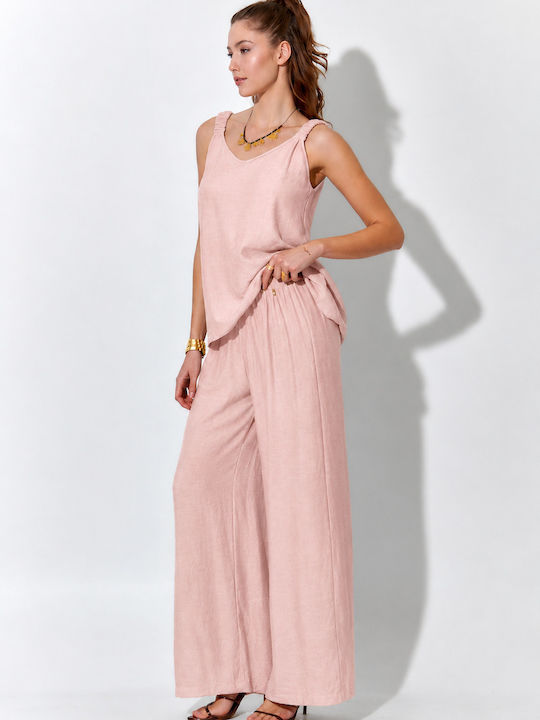 Damenbluse mit Spaghetti-Träger Rosa S264001-rosa
