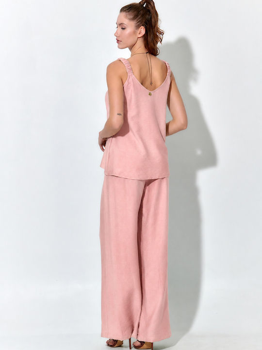 Damenbluse mit Spaghetti-Träger Rosa S264001-rosa