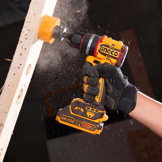 Ingco CKLI20255E Set Roată Unghiulară & Mașină de Găurit Brushless 20V cu 2 Baterii 2Ah