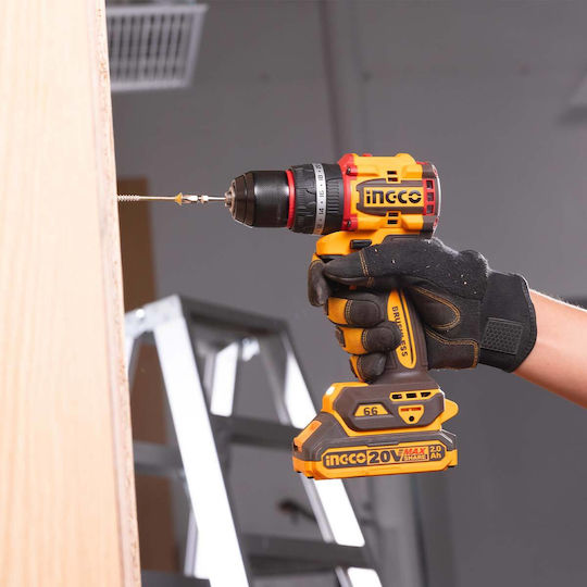 Ingco CKLI20255E Set Roată Unghiulară & Mașină de Găurit Brushless 20V cu 2 Baterii 2Ah