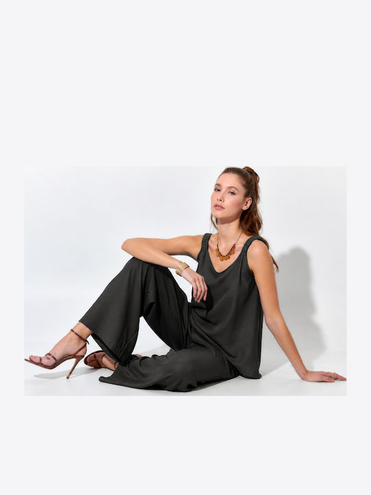 Damen Bluse mit Spaghetti-Träger Schwarze S264001