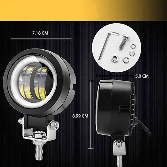 Motorcycle Headlight LED 1pc 12-80V Motorcycle Headlight White