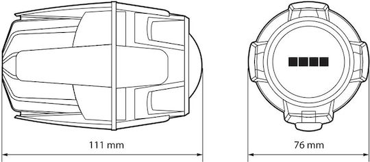 Lampa Lampa Moto Fog Lights Fog-X1 12V 20W 2123Lm 6000-6500K Φ76mm 4 LED Waterproof IP68 Wiring Mounts Φ24-26mm Set 2 Pcs 9158.1-LM 9158.1-LM