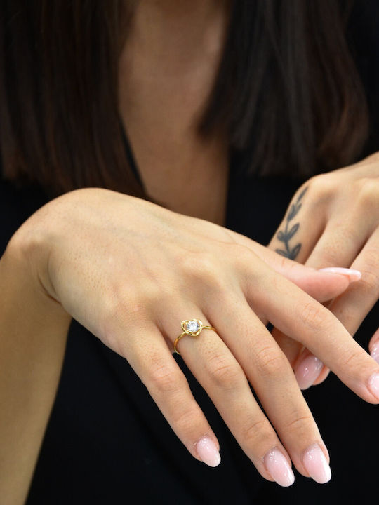 Mentzos Inel Din Aur 14K Cu Zircon