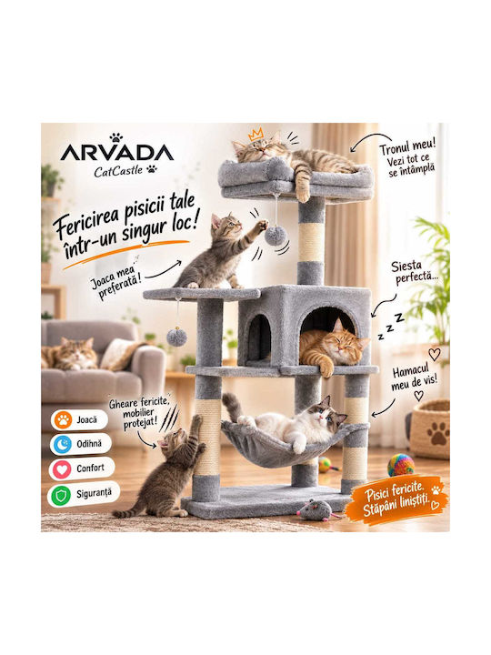 Scratching Post Cat Tree Beige 55x45x143cm